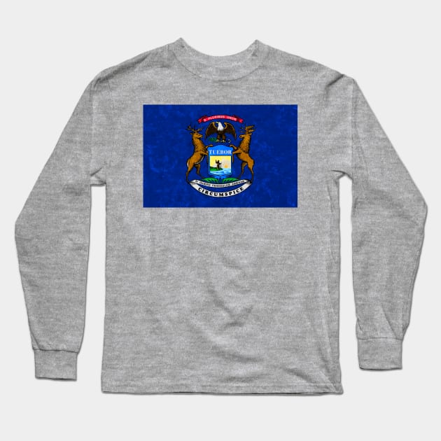 State flag of Michigan Long Sleeve T-Shirt by Enzwell